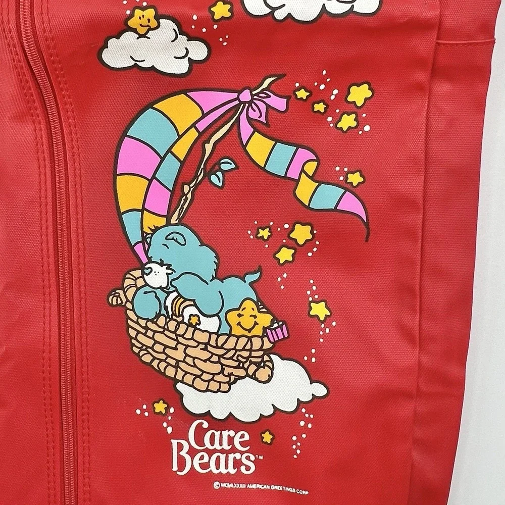 Vintage Care Bears‎ Garment Bag 1983 Red Travel Zip Rainbow Strap 28.5